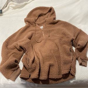 PINK Victorias Secret Brown Sherpa Teddy Sweater Hoodie New
